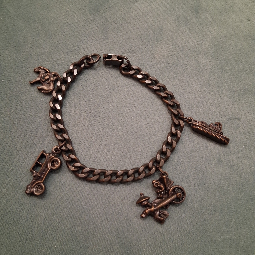 Vintage Transportation Charm Bracelet in Bronze